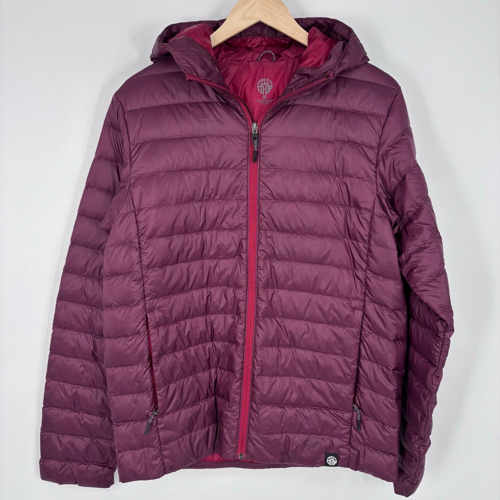REI Co-op 650 Down Hoodie Jacket Men M Puffer Quilted Burgundy Hiking Coat